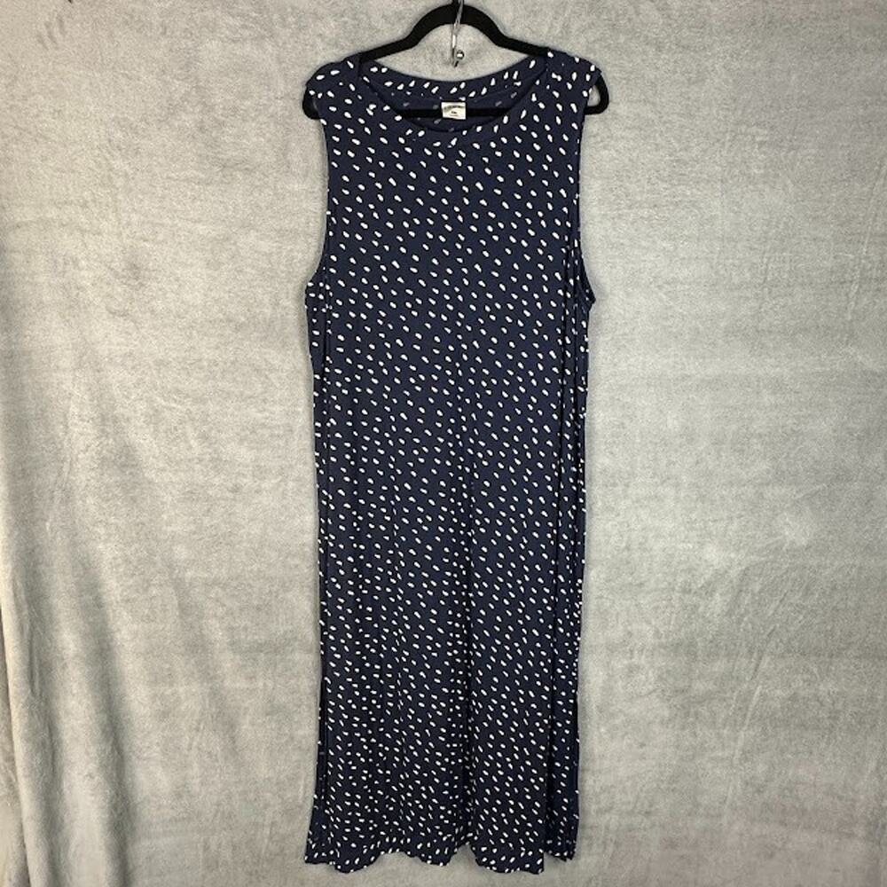 Soma Dress Womens XXL Navy Dotted Sleeveless Stretch Comfort Midi Resort Preppy